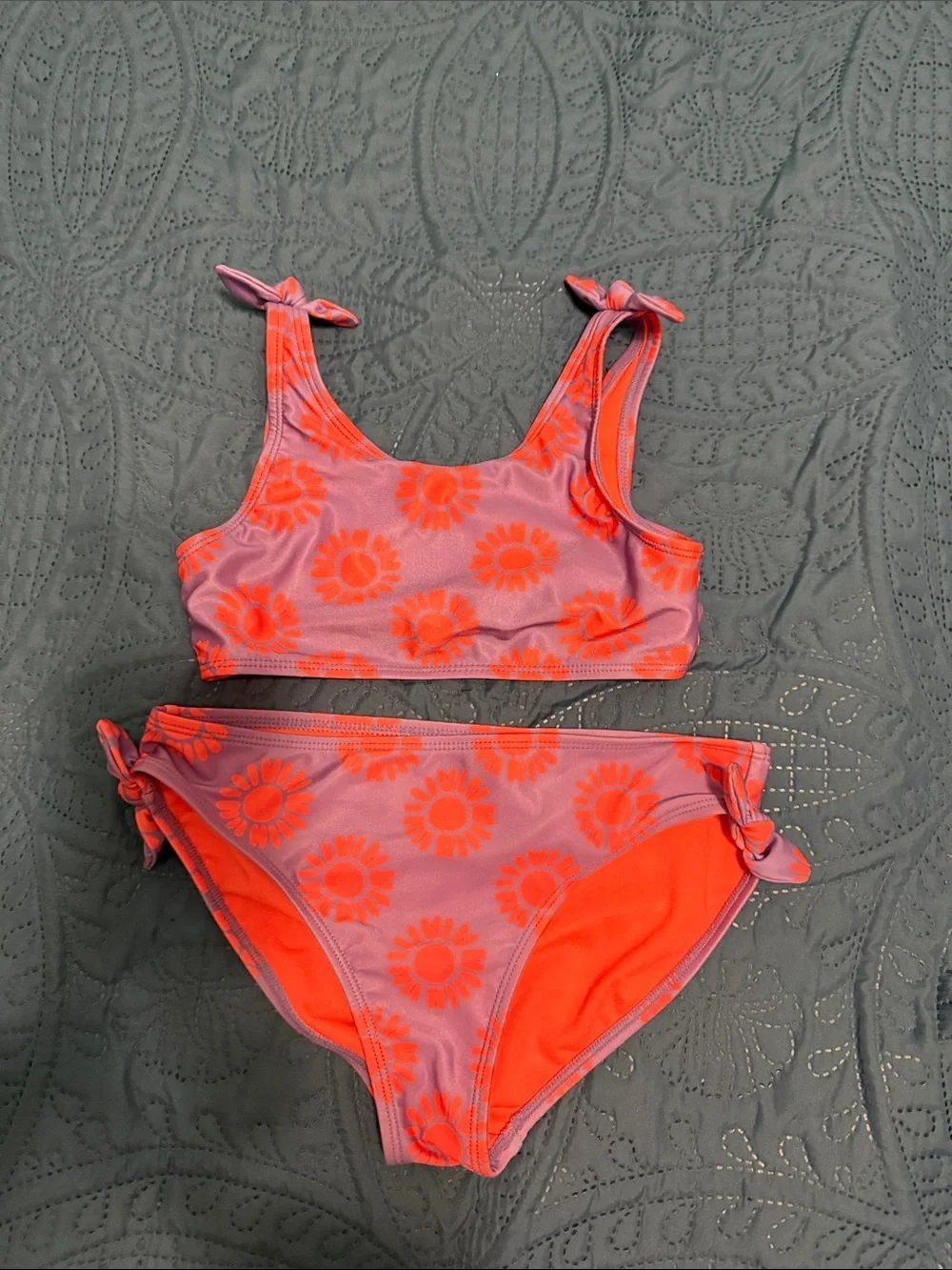wonder nation Pink & Orange Sunflower Two-Piece Bikini